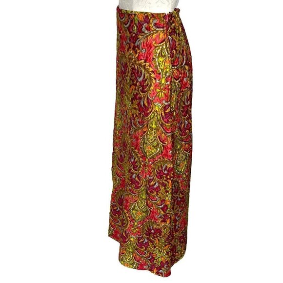 Beverly Vogue Womens Maxi Skirt Orange Size Medium M Vintage Quilted Made In USA - Picture 9 of 12